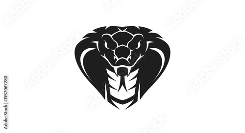 Black cobra head silhouette on white