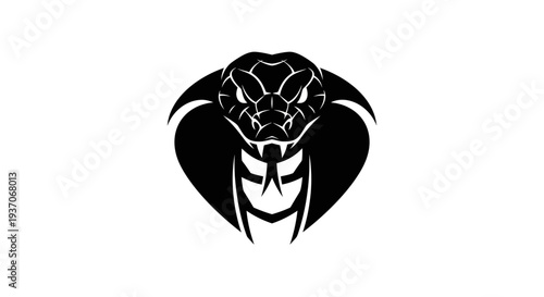 Black cobra head silhouette on white