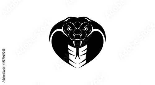 Black cobra snake silhouette on white