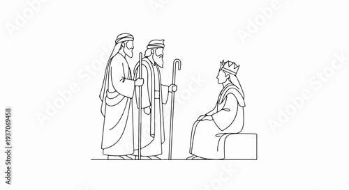 Scene from the Bible featuring Moses in Old Testament with figures approaching queen, discussing important matters. Scene from the Bible captures key themes of leadership, faith,