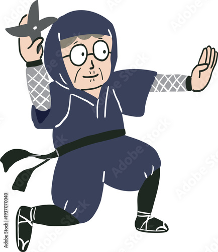 狙いを定めて手裏剣を投げる忍者