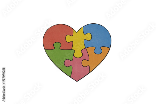 Heart puzzle pieces symbolizing autism awareness and support