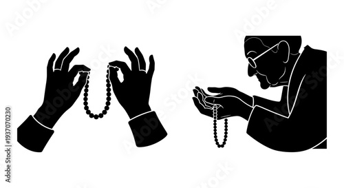 Set of 2 prayer beads icons vector
