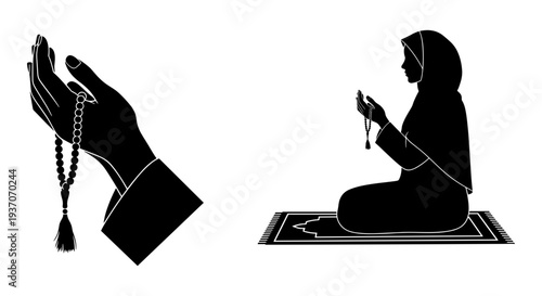 Set of 2 prayer icons vector