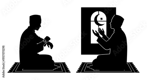 Set of 2 Ramadan vector silhouettes