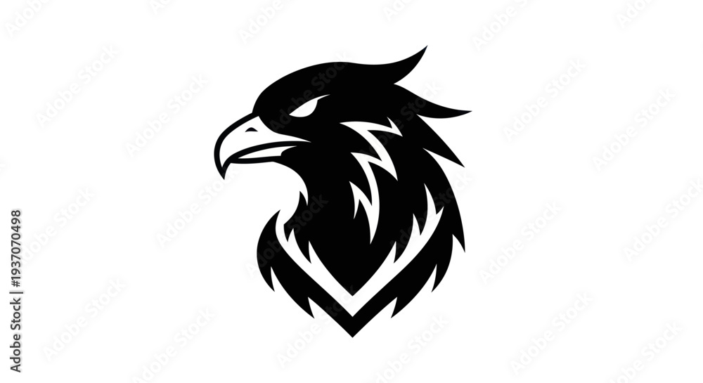 Obraz premium Black eagle head graphic on white background