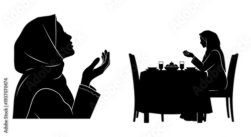 Set of 2 restaurant silhouettes vector