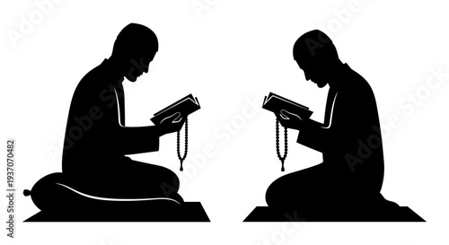 Set of 2 praying people icons vector