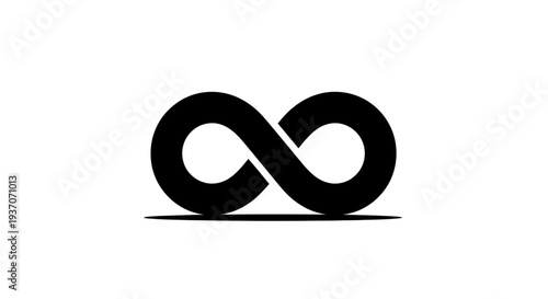 Black infinity symbol on white background