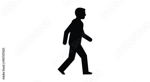 Black silhouette of a man walking in profile view