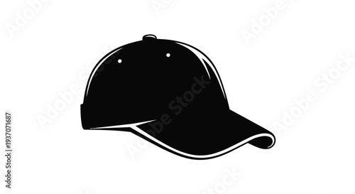 Black baseball cap with white outline on pure