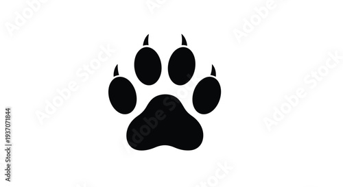Black paw print icon on for design and illustration purposes