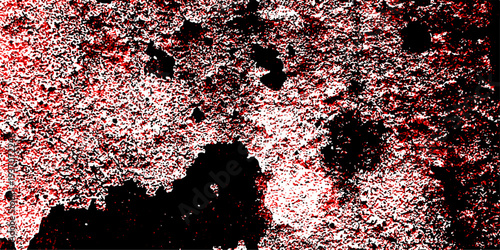 Red color paint cracks background, Weathered rustic surface, Dry leak paint backdrop. Abstract textured background with glowing white outlines and dark purple. Brown and dark gray rough grainy stone a