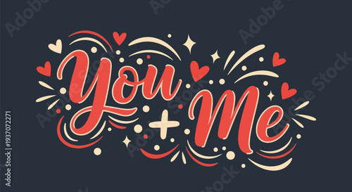 You and me calligraphy design
