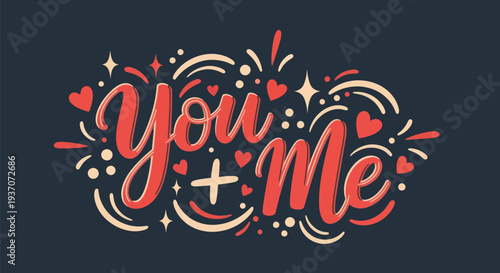You and me decorative text design