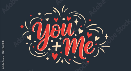 You and me decorative typography design