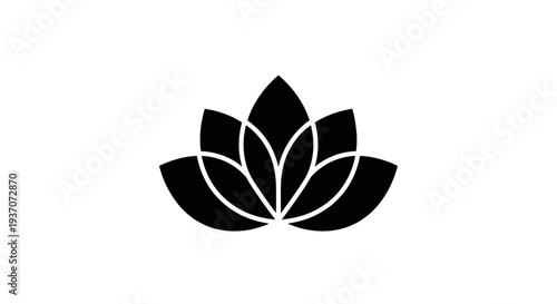 Black lotus flower icon on white background