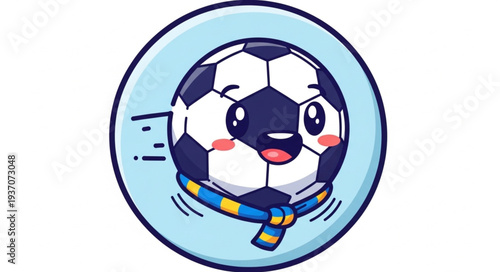Cute Cartoon Soccer Ball Character with Happy Expression.