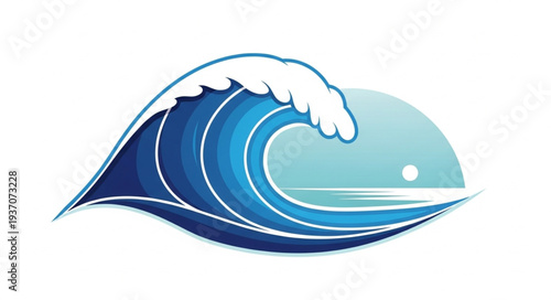 Dynamic Ocean Wave Illustration with Crest and Foam.