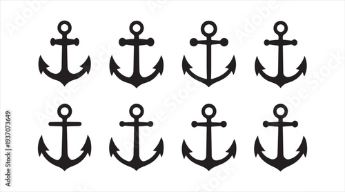 Nautical anchor symbols pack for maritime navigation and ocean travel design
