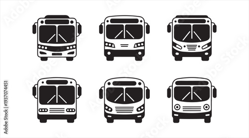 Public transport bus symbols front view for urban travel and transportation graphics 🚌