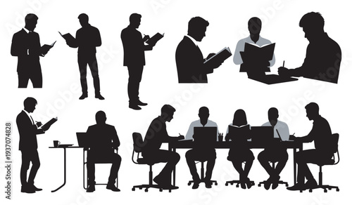 People Reading Books Silhouette for World Literacy Day Campaign