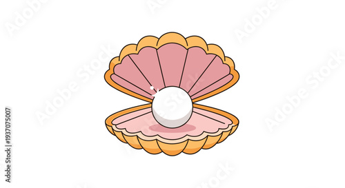 A vibrant illustration of an open clam shell with a single lustrous white pearl.