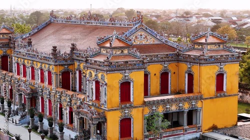 Historic imperial city of hue in vietnam, Aerial view. Forbidden purple city, a unesco world heritage site