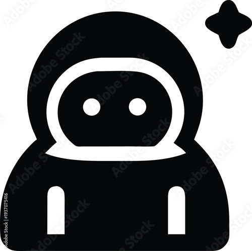 Icon of a space tourist or astronaut in a suit with a star, vector graphic illustration.