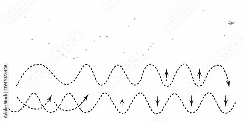 Abstract black lines forming wave and arrow patterns on white background