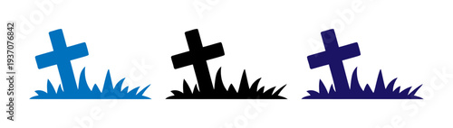 Set of grave cross icons