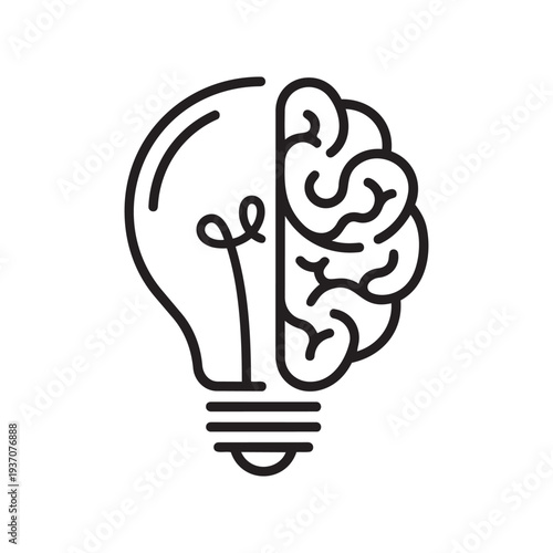 Brain and lightbulb symbolising creative thinking processes.