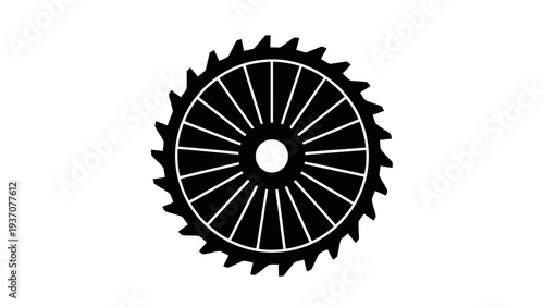 Vector illustration of black gear icon with white lines on a on a transparent background