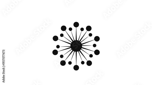 Vector illustration of black dandelion clock silhouette on a transparent background