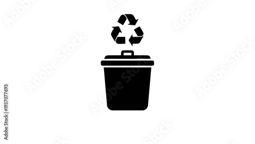 Vector illustration of black recycling bin icon on a transparent background
