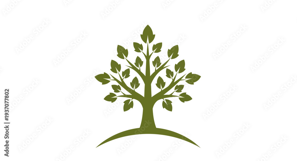 Obraz premium Green tree illustration on white background