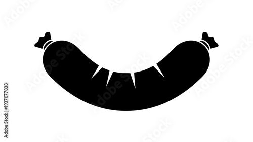 Vector illustration of black silhouette of a sausage on on a transparent background