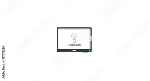 A tablet screen displaying a no results message.