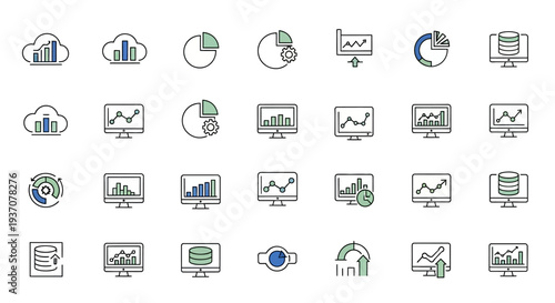 Collection of business and finance icons.