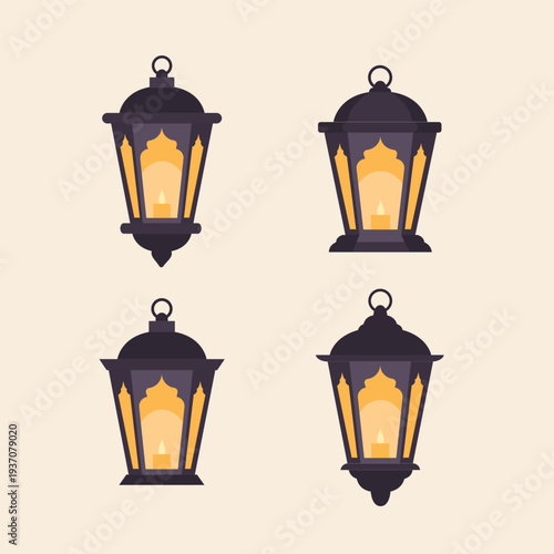 Decorative Lantern Ornament Flat Vector Illustration