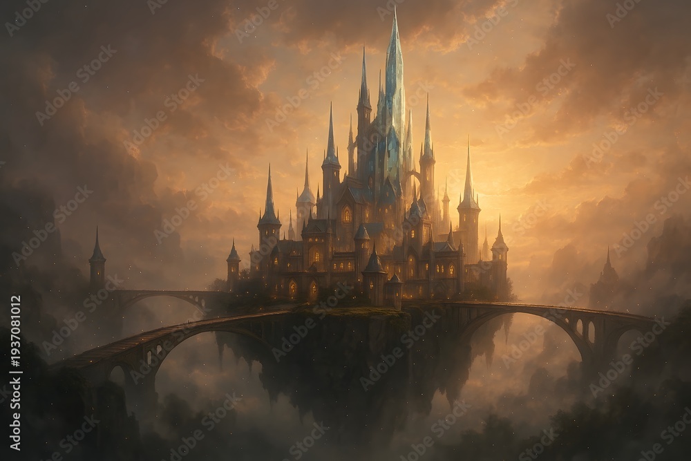 Naklejka premium Sunset and sunrise over city and river with historic buildings and cathedral