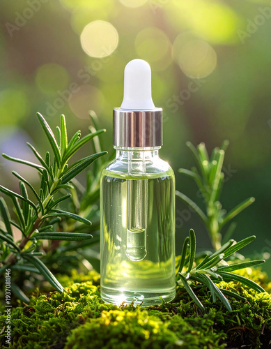 Wallpaper Mural A Bottle Of Essential Oil On Rosemary Background  Torontodigital.ca