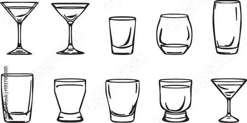 Set of 10 glassware icons vector