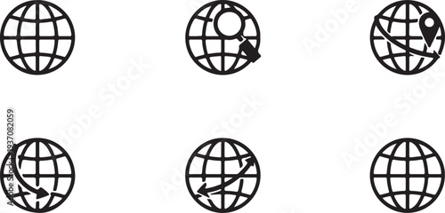 Set of 6 globe icons vector