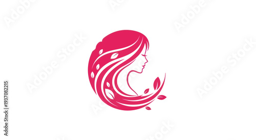 Woman profile silhouette in pink