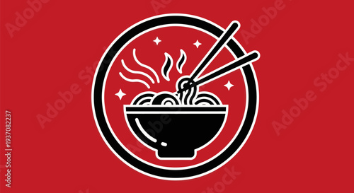 Noodle bowl with chopsticks vector illustration