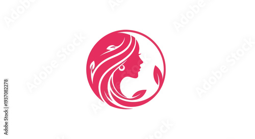 Woman profile silhouette floral design