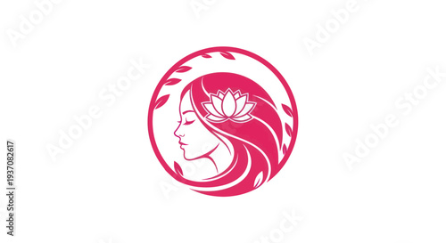 Womans profile with floral element logo