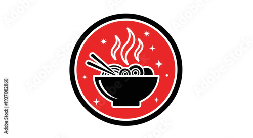 Noodle bowl with chopsticks vector illustration