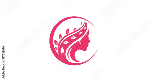 Woman profile silhouette in circle logo